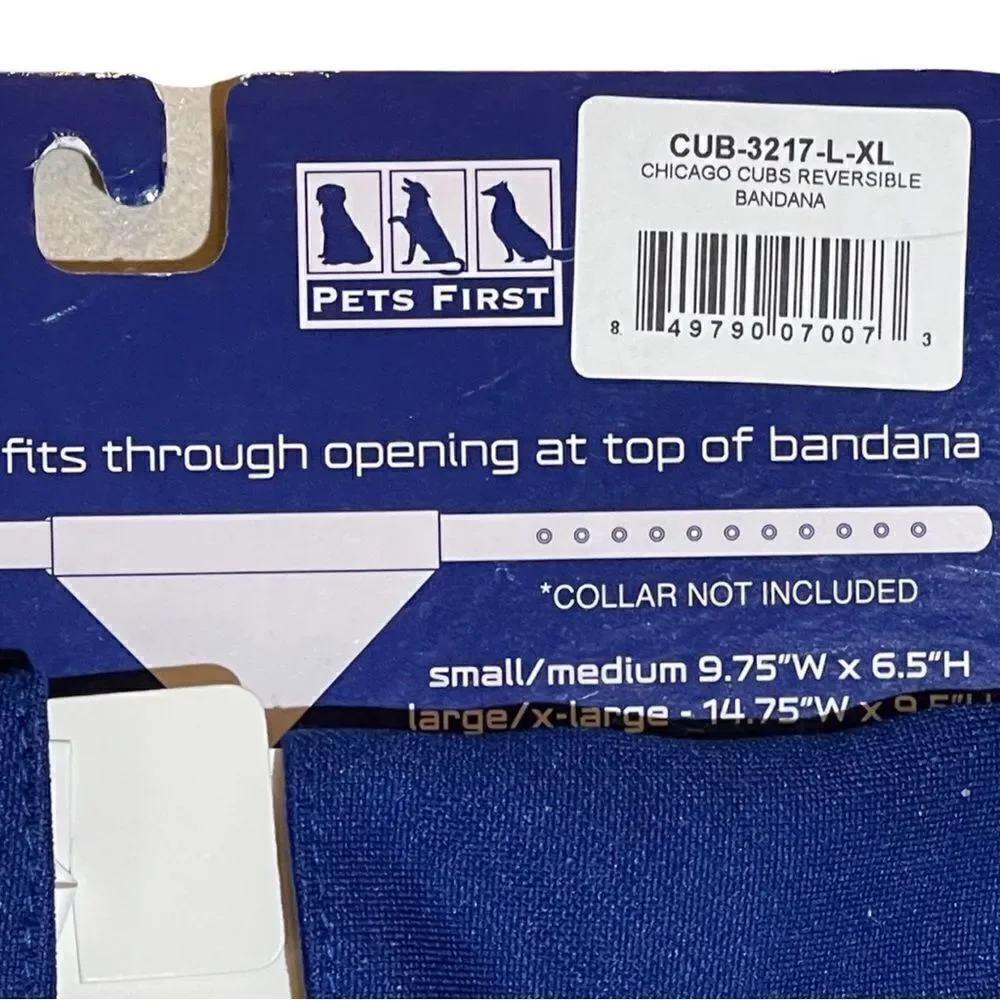 Pets First MLB Dog Collar Bandana MLB Chicago Cubs Size L/XL NWT